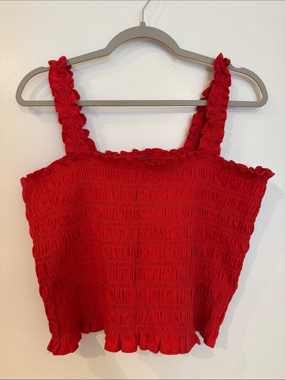 NEW Old Navy Red Smocked Ruffle Strap Tank